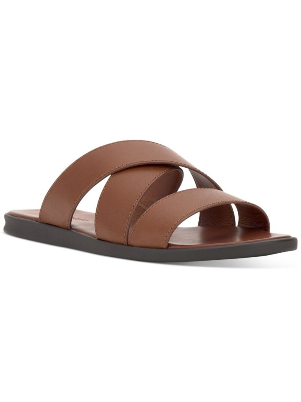 VINCE CAMUTO Men Open Toe Slip on Leather Slide Sandals Shoes Brown Size 11M NWB